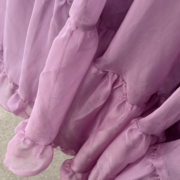 Mac Duggal Lilac Ruffle-Hem Chiffon Maxi Dress - Picture 4 of 5